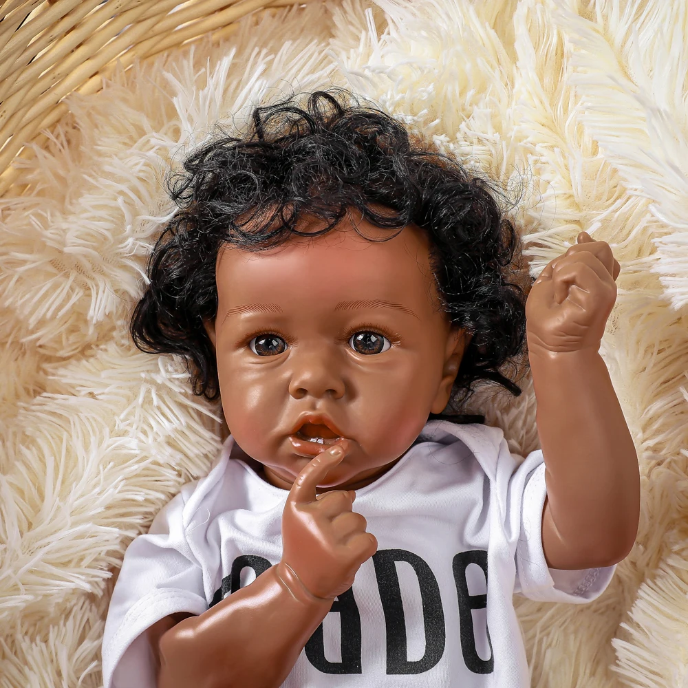 Reborn Baby Doll с зубами черная кукла очаровательные реалистичные куклы для младенцев