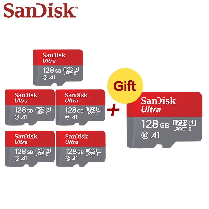 Купите пять и получите один бесплатно Sandisk TF карта Micro SD 32 Гб C10 64 мини памяти 128 ГБ