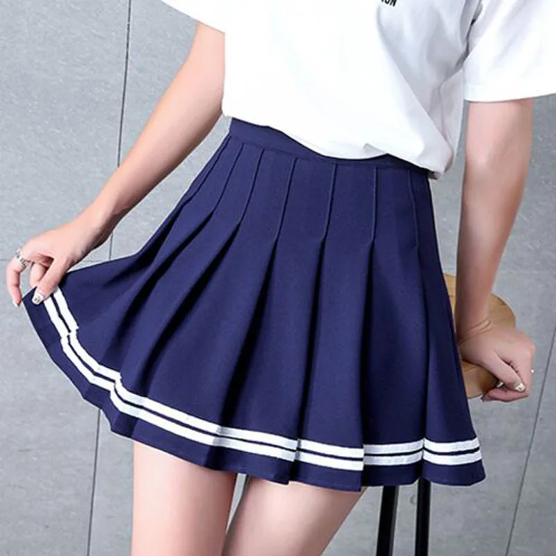

Kawaii Size women sailor skirts school waist Harajuku uniform girls Skirts lolitahigh pleated a-line Large skirt Preppy women g