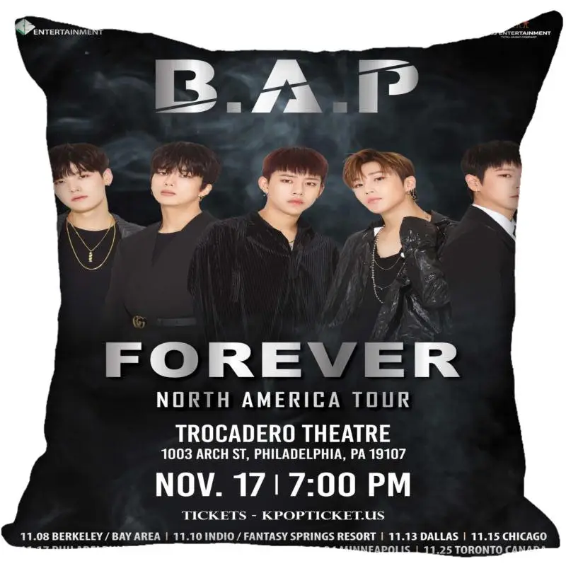 

Korea-Pop B.A.P Printing Square silk Satin Pillowcases 35x35cm,40x40cm One Side Printed Customize your image gift