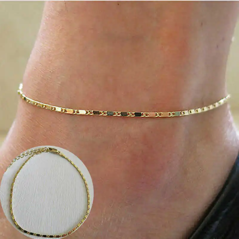 

Trendy Simple Women Barefoot Ankle Gold Color Sandal Beach Foot Bracelet Jewelry Anklet Chain