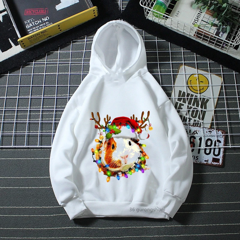 

Kawaii Mouse/Pug/Cow/Unicorn Print Cap Hoodie Girls/Boys Merry Christmas Gift Sweatshirt Harajuku Kids Clothes Winter Tracksuit