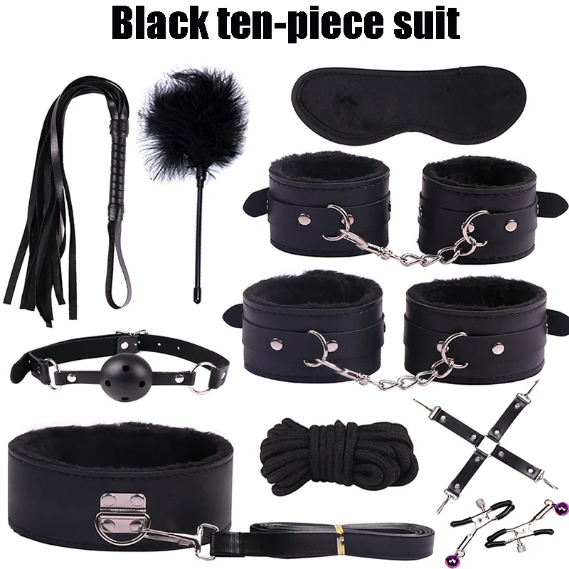 БДСМ плюшевый костюм из 10 предметов Пять цветов на выбор маска для глаз кнут