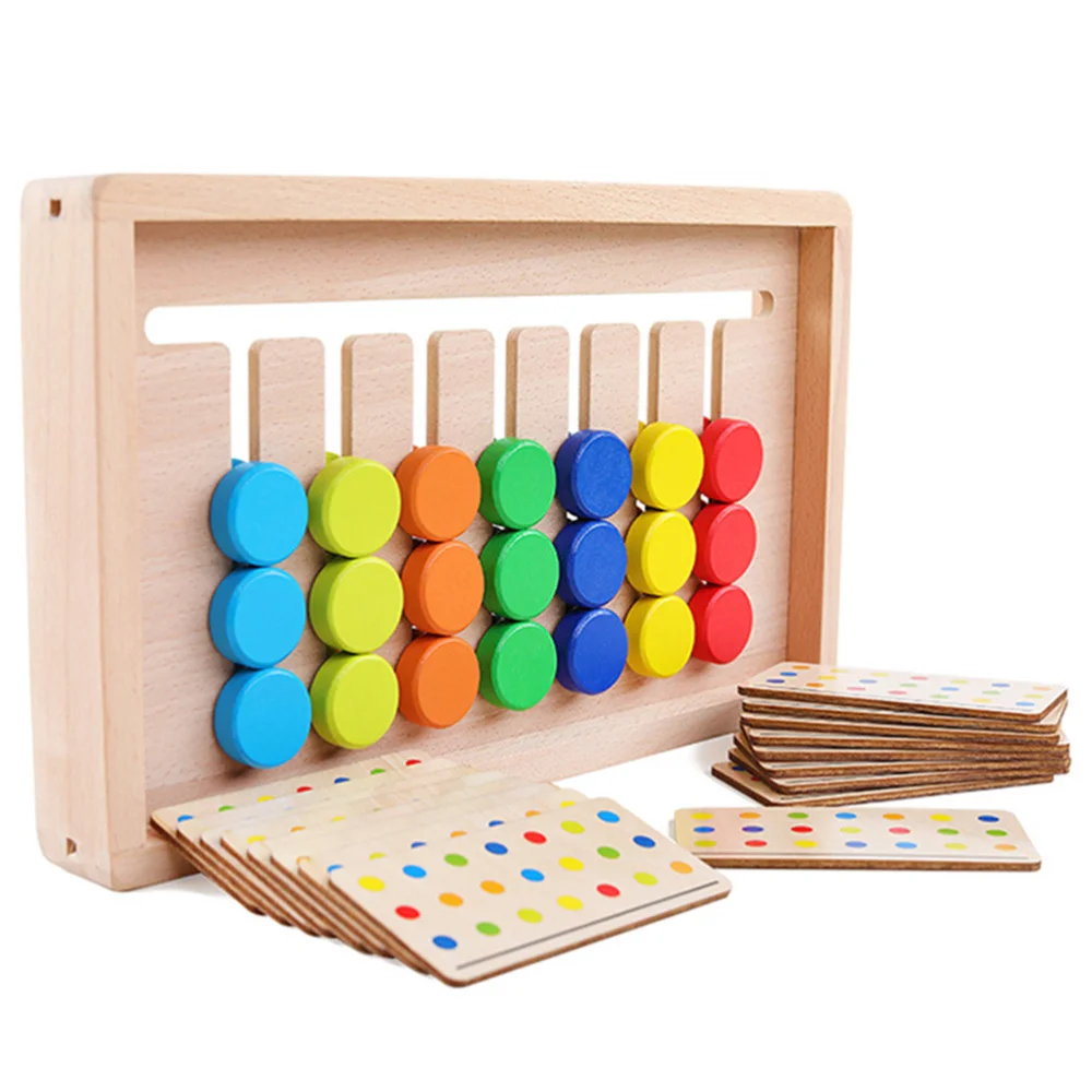 

1 Set of Wooden Slide Puzzle Color Matching Logic Game Early Educational Puzzle Board for Kids Children