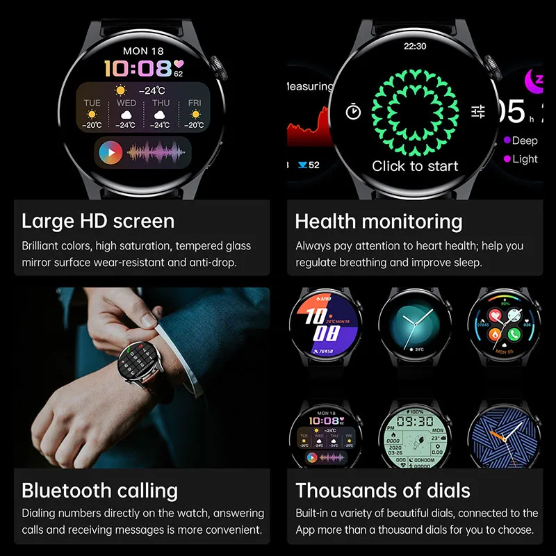 

New Men's Smart Watch Bluetooth Call Watch Waterproof Sports Fitness Heart Rate Watches For HUAWEI XIAOMI Android IOS Smartwatch