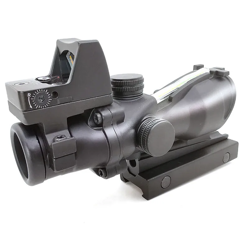 Тактический охотничий прицел ACOG 4X32 Сетка волокно зеленый красный с подсветкой RMR