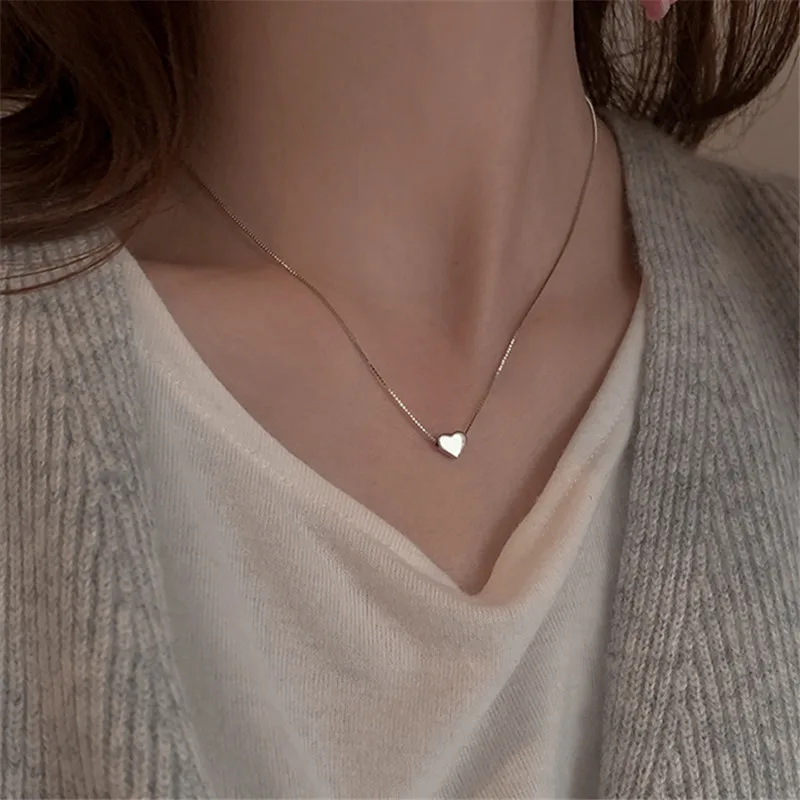 Ожерелье серебряного цвета с подвеской в форме сердца для женщин Модная