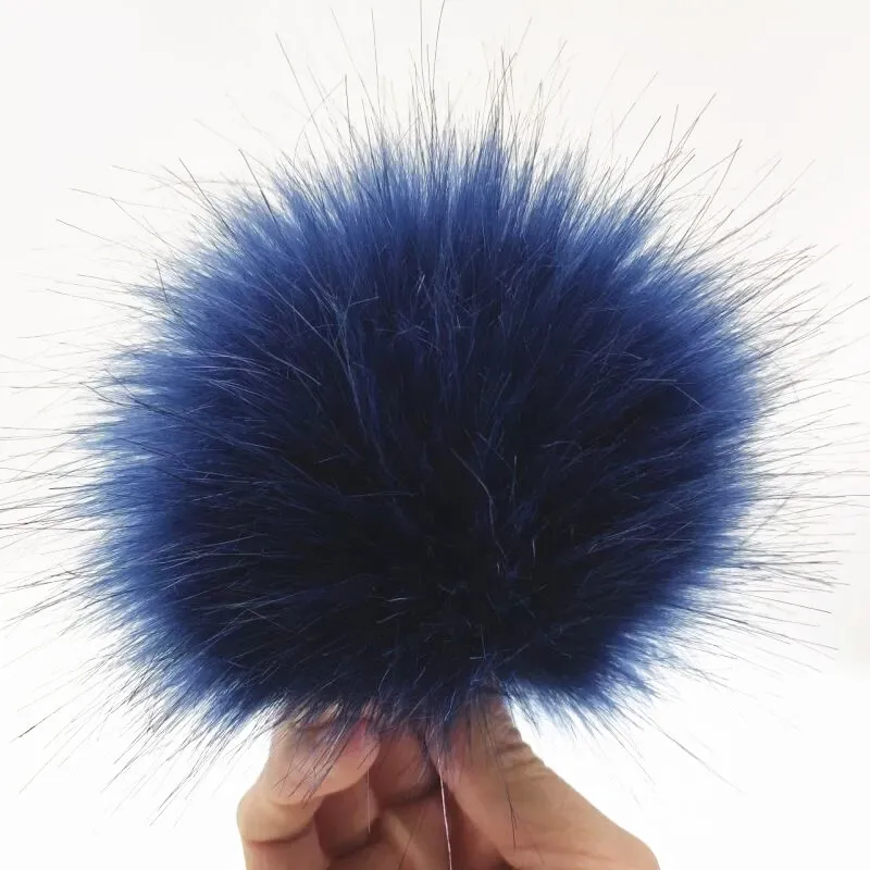 12cm colorful pompoms with snaps New winter artificial fur poms for knitted beanies cap hats shoes men's skullies & beanies