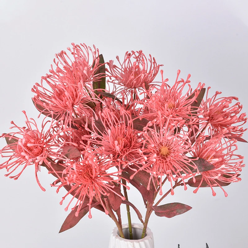 

Artificial Flower Short Branch Crab Claw 3 Fork Planting Pincushion Flower Wedding Flower Home Decoration Floral Ornaments