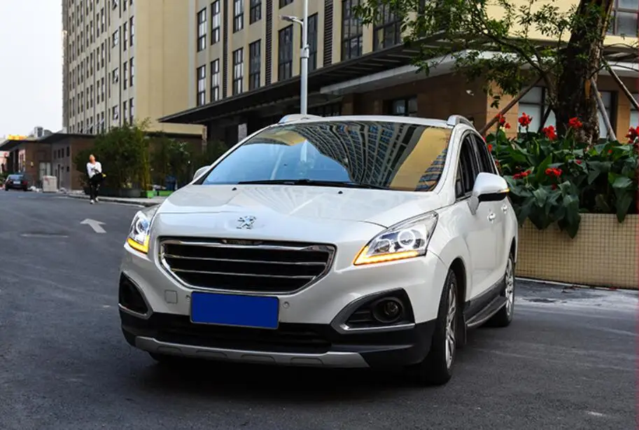 2шт 2013 год, автомобильные фары bupmer для peugeot 3008 светодиодные дневные ходовые огни на передних фарах HID ксенон, противотуманная фара для peugeot 3008
