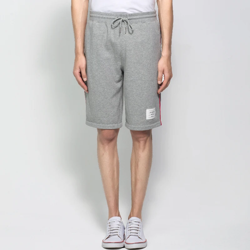 

TB THOM 2021 Fashion Brand Casual Shorts Men Summer Cotton Sports Trousers Spliced Striped Knee Length Mens Jogger Track Pants