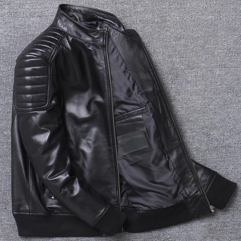 Сезон сзади локомотивная одежда мужская короткая осенняя куртка из овечьей кожи