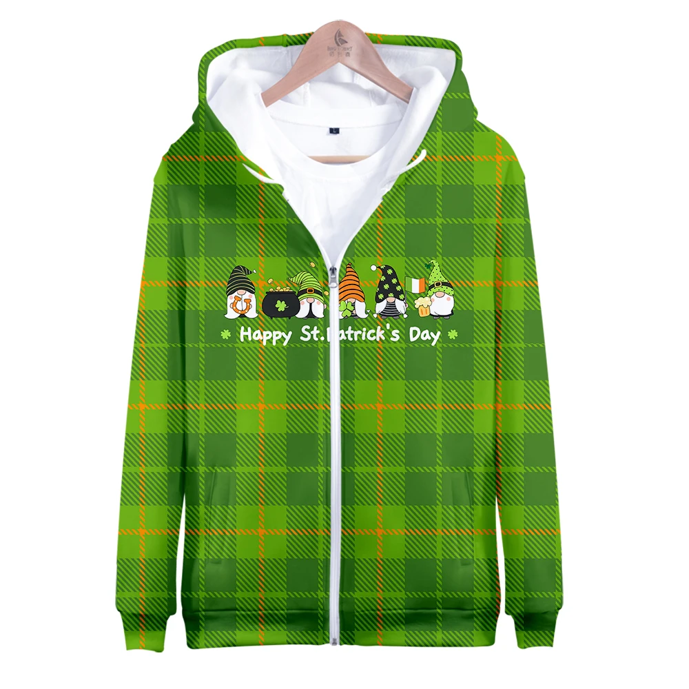 

Irish Green personality Jacket St. Patrick's Day 3D Print Men General High-quality Sweatshirt Zipper Hoodie Casual Clothes