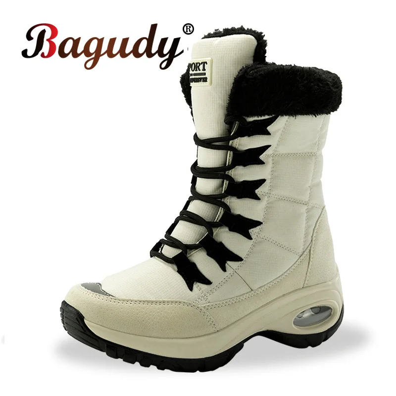 

Winter Snow women Boots High top Warm Plush Boots Waterproof Non-slip Winter Leather Boots Platform Warm Outdoor Fashion Shoes