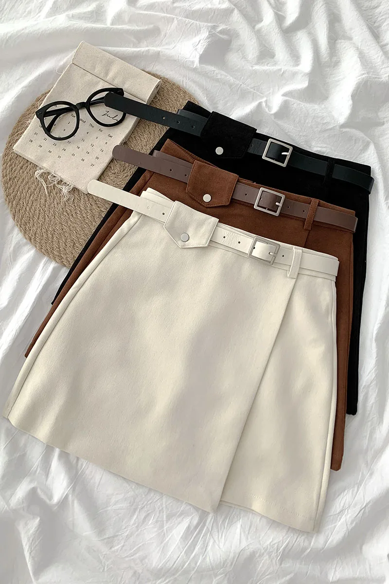 

2021 spring new women's Korean style temperament high waist fashion short a-line skirt female mujer faldas maxi skirt