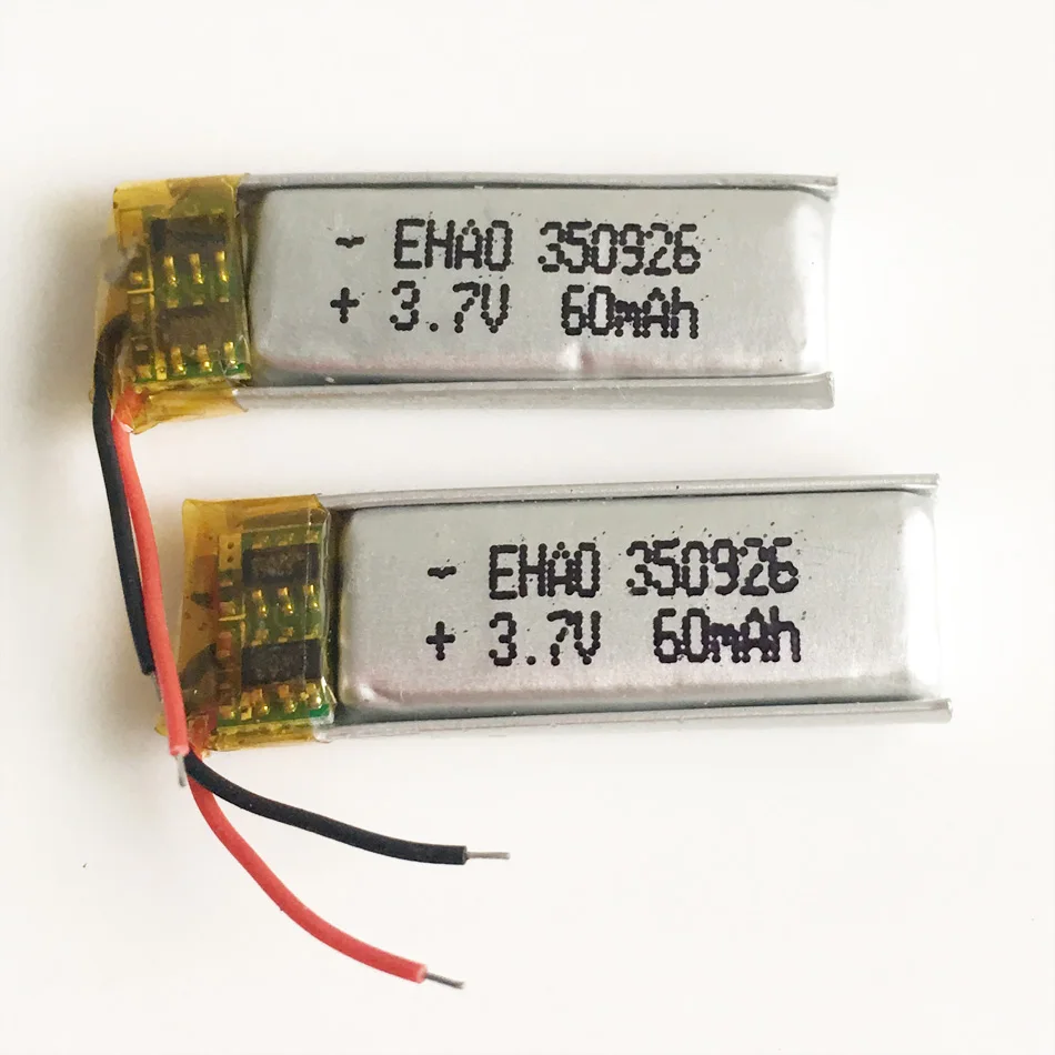 2pcs 350926 3,7 в 60 мАч литиево-полимерный lipo аккумуляторная батарея li cells для MP3 ручка Bluetooth MID гарнитура головная ручка с камерой 381220 - Цвет: 2pcs