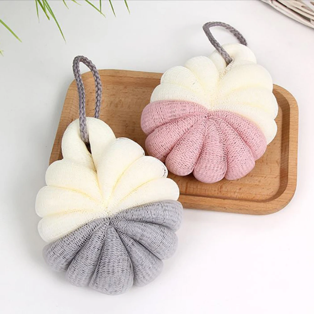 

PE Environmental Flower Bath Ball Brush Tubs Scrub Shower Body Cleaning Massaging Mesh Wash Sponge Bathroom Supplies Accessories