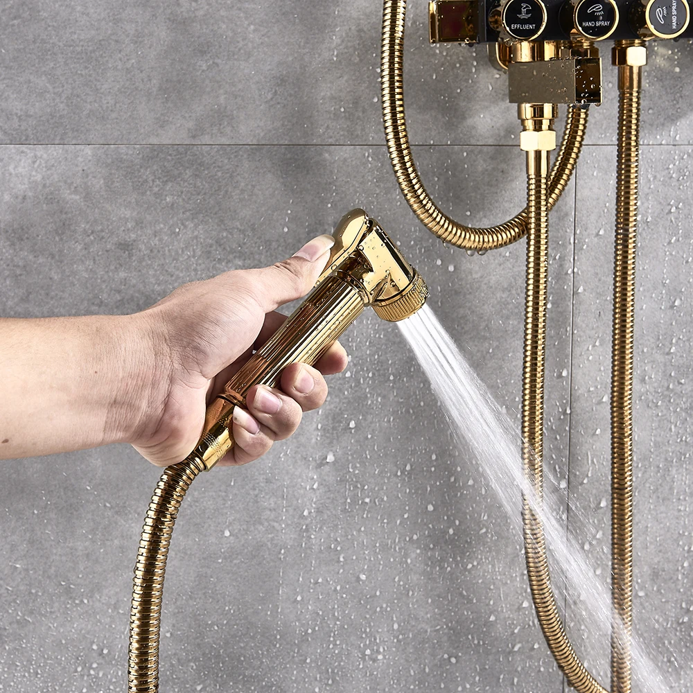 Набор для душа Senducs черного и золотого цвета роскошный латунный смеситель ванной