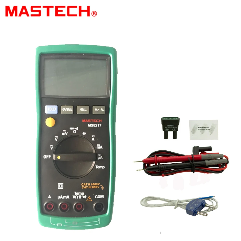 MASTECH MS8217 True RMS цифровой мультиметр метр AC/DC Напряжение Ток Сопротивление Емкость тестер и измерение температуры