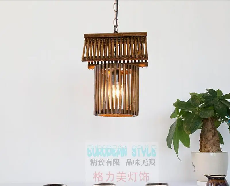 

American country retro bamboo pendant lamps creative Chinese antique aisle Cafe Inn bamboo soft decoration pendant light ZA7260