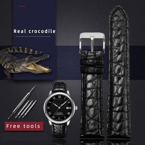 Para cualquier lujosa banda de cocodile Crocodile Skil Band de 18 mm, 20 mm 21 mm 22 mm, correas de color marrón negro
