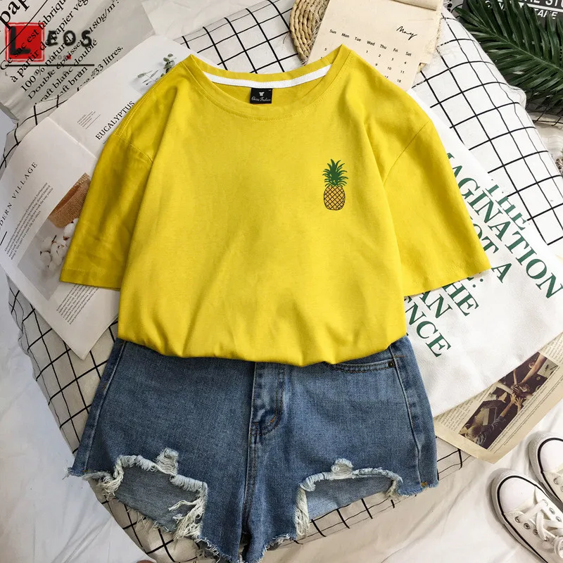 Футболка с принтом фруктов для мужчин и женщин свободная рубашка из чистого