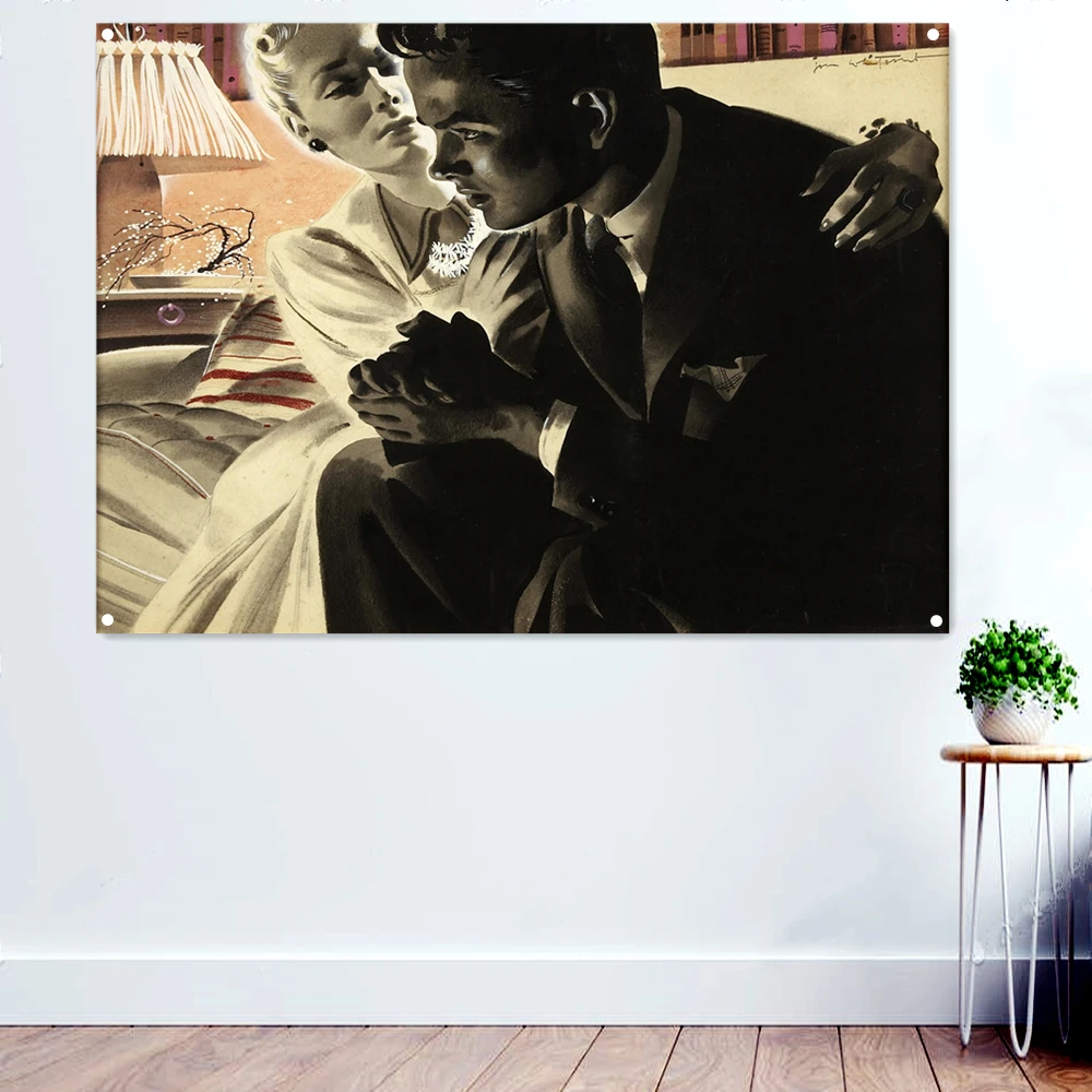 

Intimate lover Retro Pin Up Girl Poster Bedroom Living Room Wall Decor Banner Flags Hanging Painting Wall Sticker Tapestry Mural