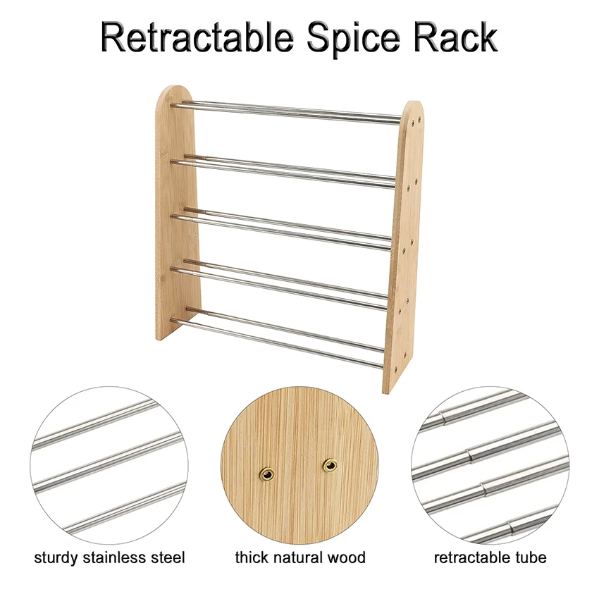 

Stainless Steel Retractable Spice Rack Kitchen Multilayer Spice Rack Mason Jar Rack Kitchen Telescopic Seasoning Rack