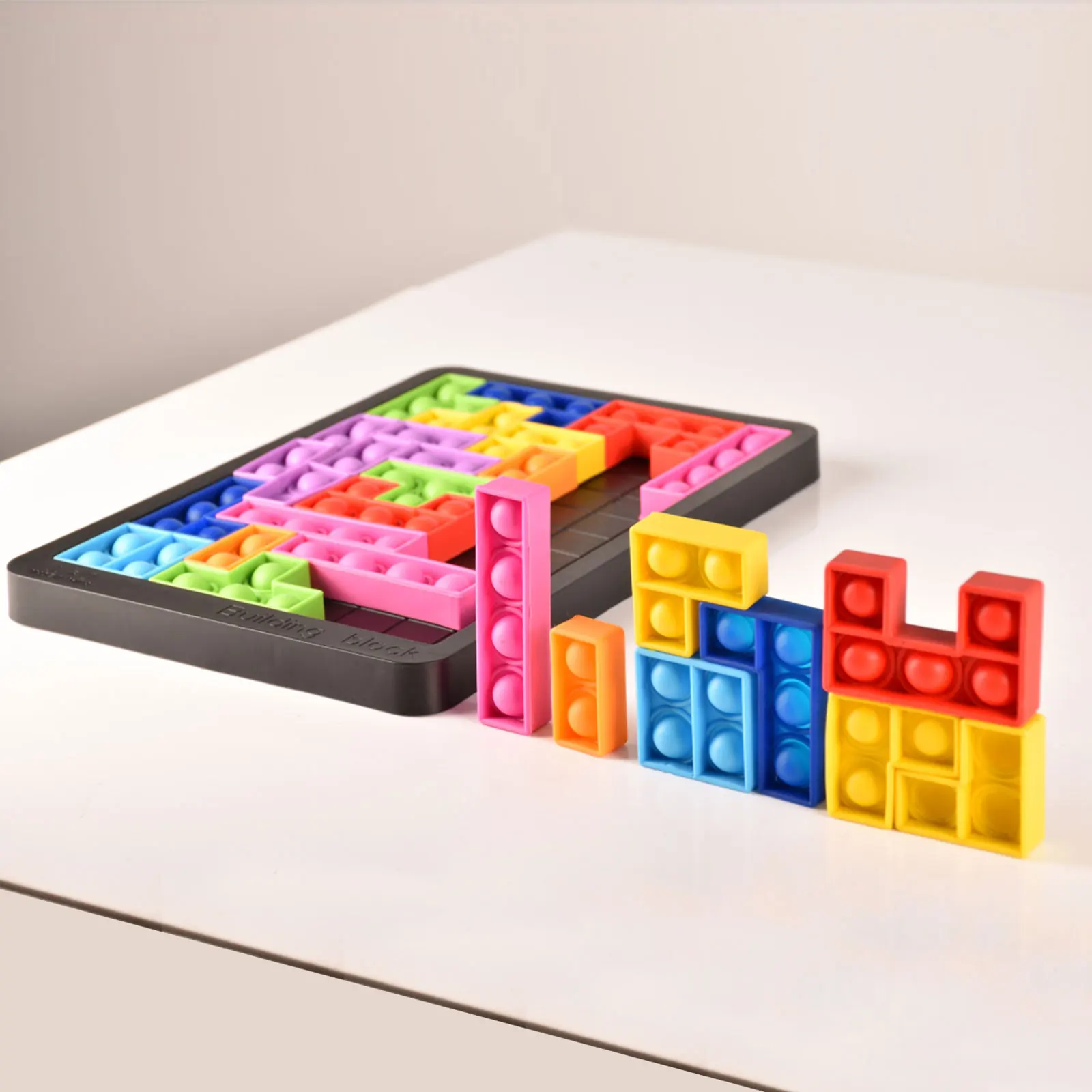 

2021 Puzzle Game Push Bubble Squeeze Jigsaw Kids Fun Toy Russian Block Game New Fidget Relieve Stress Toy Rainbow Push Bubble