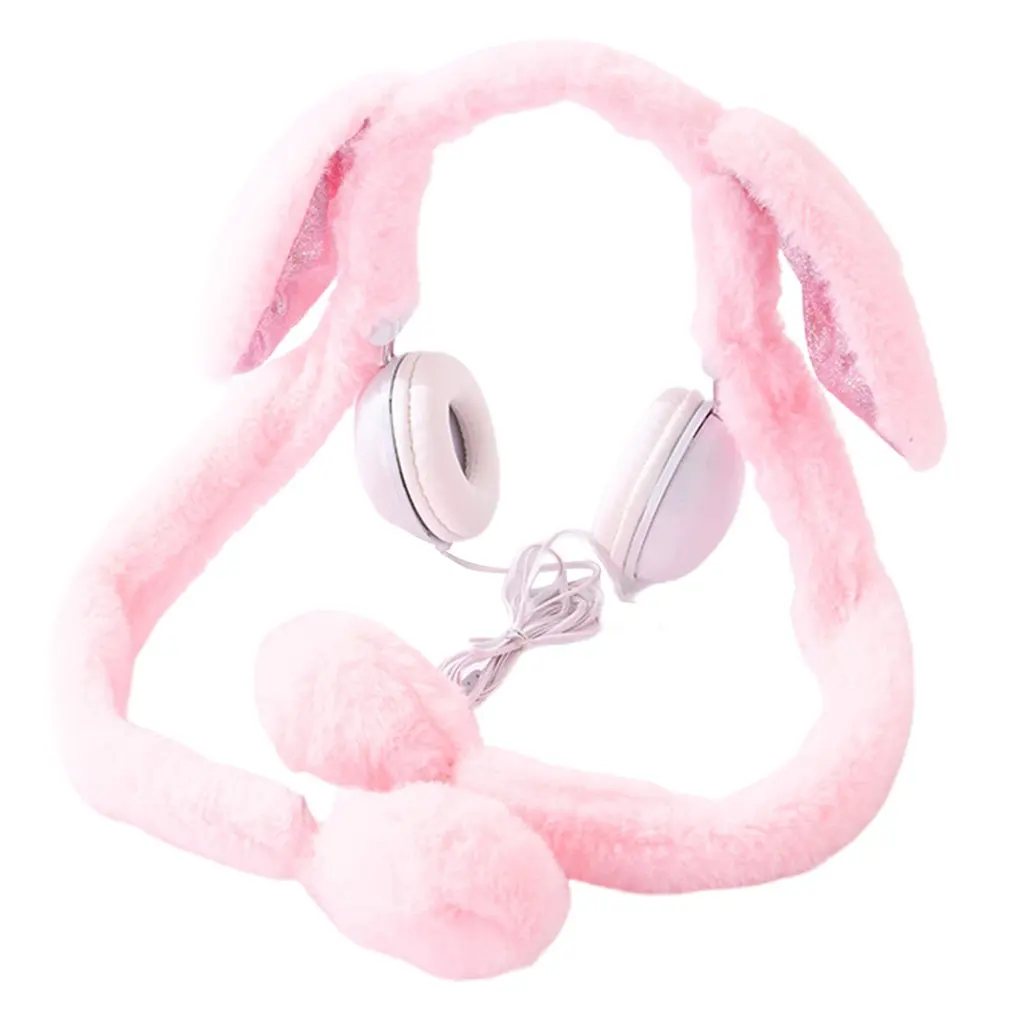 Игровая гарнитура с кроличьими ушами стерео бас шум 3 5 мм проводные наушники