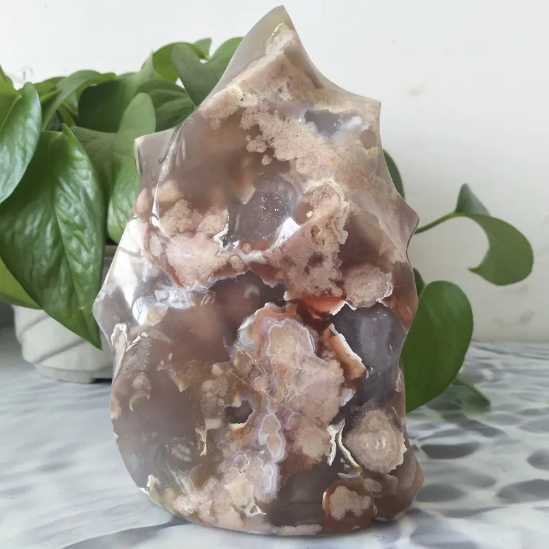

Natural Sakura Agate Flame Mineral Stone Chakra Healing Meditation Room Decoration Amulets and Mascot Crystal Point