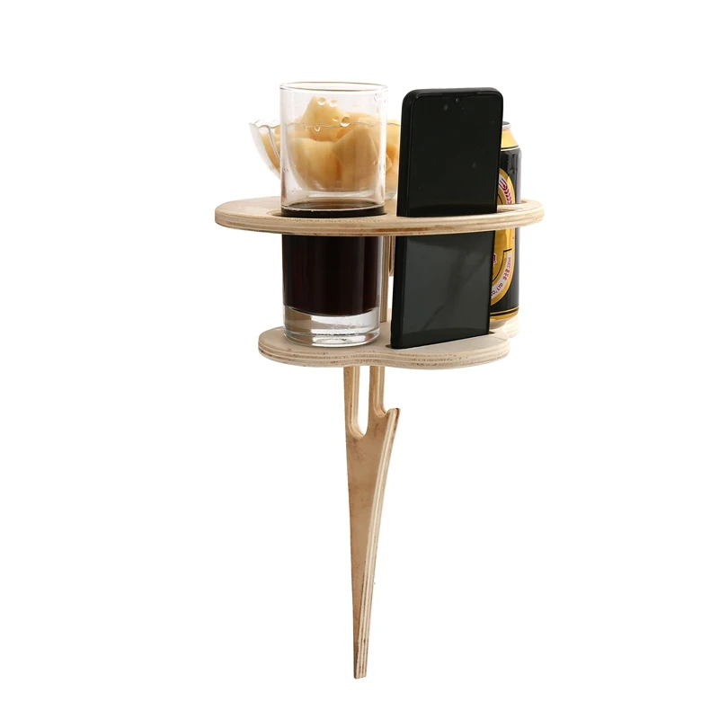 

Wooden Double Layer Portable Folding Picnic Outdoor Wine Table for Garden Porch Beach Snack Table Outdoor Party Picnic