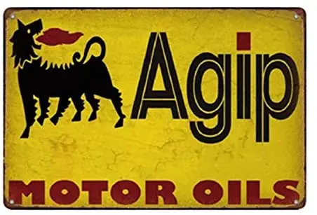 

Lplpol Metal Tin Sign agip Motor Oil Bar Pub Home Vintage Retro Poster Cafe Art 12" x 18"