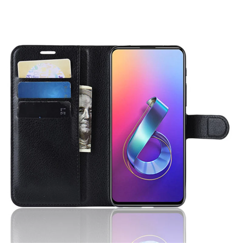 Для ASUS Zenfone 6 ZS630KL чехол из искусственной кожи с рисунком личи кошелек отделениями