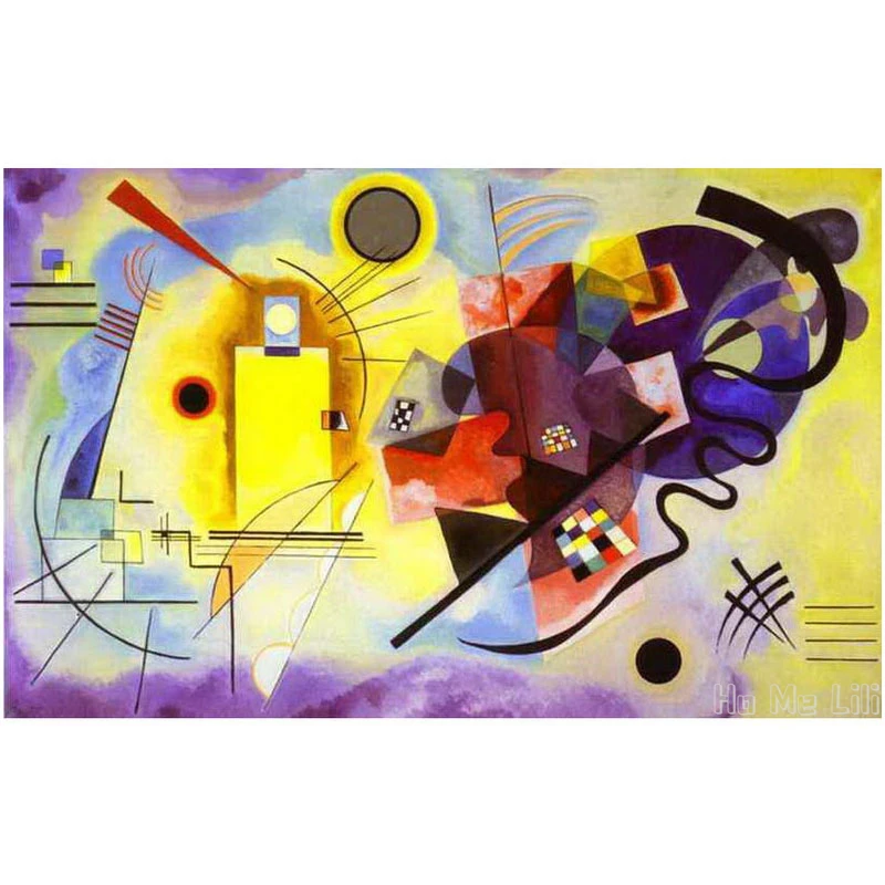 

Abstract Art Yellow Red Blue Famous Composition Oil Painting Canvas Wall Decor For Home Office Gift