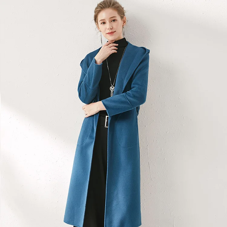 Женское шерстяное пальто с волнистым покрытием зимнее отложным воротником |