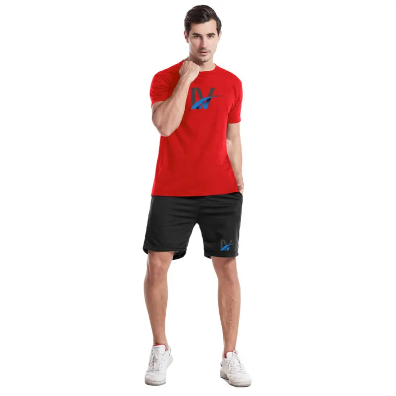 

Summer Pure Cotton Short Sleeve Tops Men Fashion Casual Thin Sweatshirt+Sweatshorts Two-Piece Print Round Collar T Shirt Suit