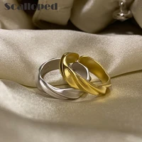 scalloped wave pattern matte gold color ring for women adjustable baroque vintage open ring stacking band christmas jewelry