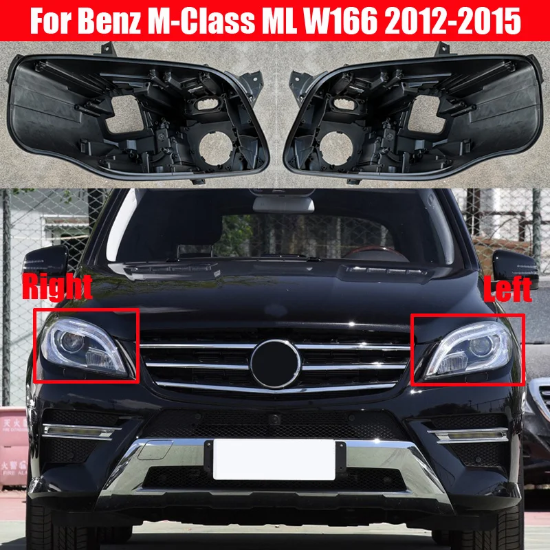 

Крышка передней фары, черная основа для Mercedes-Benz M-Class ML W166 2012-2015, задняя крышка передней фары, защитная Нижняя крышка
