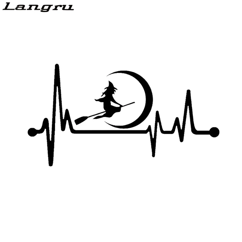 Langru персональная Милая ведьма Луна метла сердцебиение виниловая Автомобильная