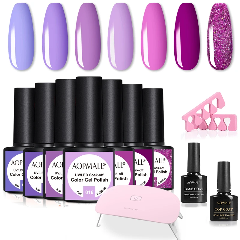 

Атомайзер AOPMALL®Гель-лак для ногтей, 7 цветов, 8 мл, фиолетовый, 11 шт.
