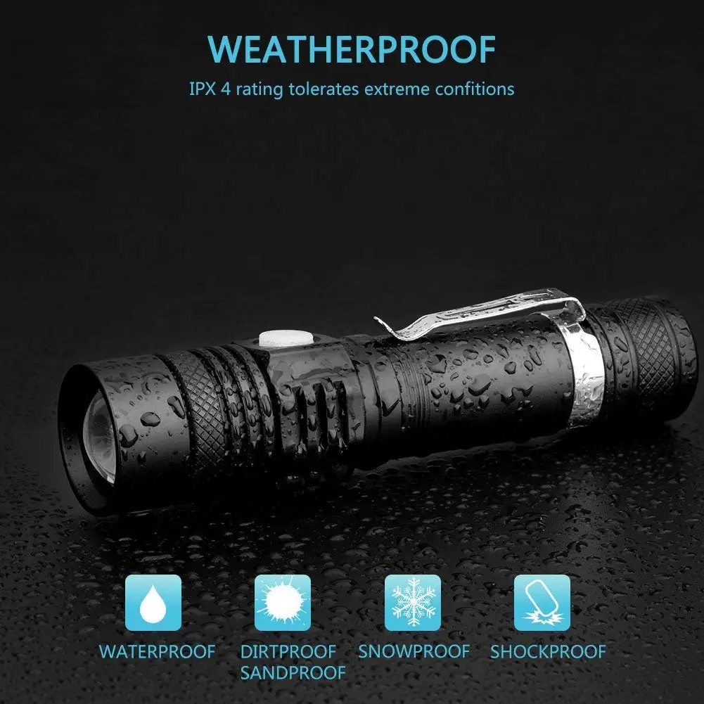 Суперъяркий светодиодный фонарик POCKETMA перезаряжаемый от USB T6/L2/V6 фсветильник рь