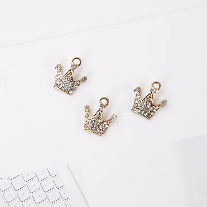 10 шт./упак. корона с украшением в виде кристаллов Подвески из метала золотого