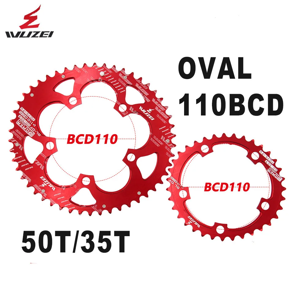 

WUZEI 110BCD Bicycle Road Bike Sprockets 50/35T Oval Chainwheel Kit 7075-T6 Alloy Light Ellipse Climbing Power Sprockets Plate