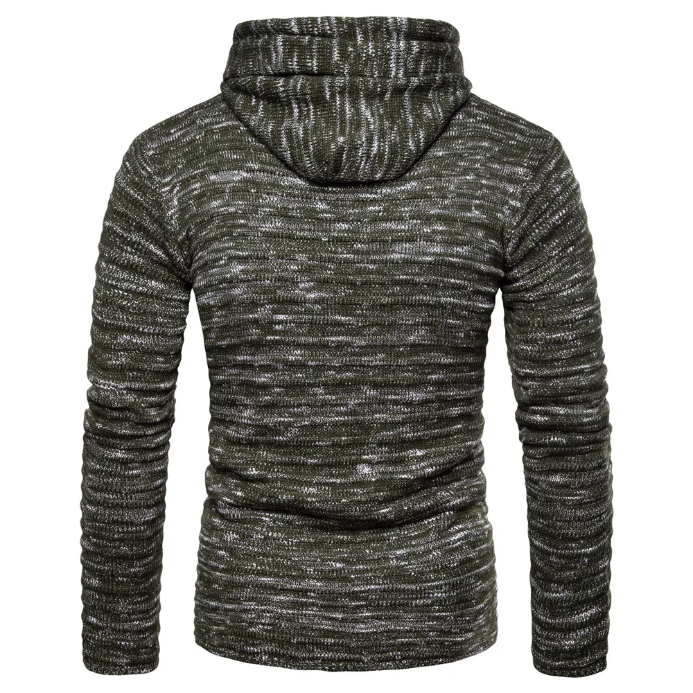 Мужской кардиган с капюшоном Однотонный свитер в полоску Мужская одежда мужской