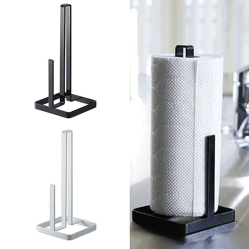 

Mental Kitchen Roll Paper Towel Holder Bathroom Tissue Stand Dining Table Vertical Napkins Rack Kitchen Storage Shelf