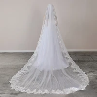 new style white lace sequin lace simple 3 m long soft veil bridal wedding single layer super long tail wedding dress
