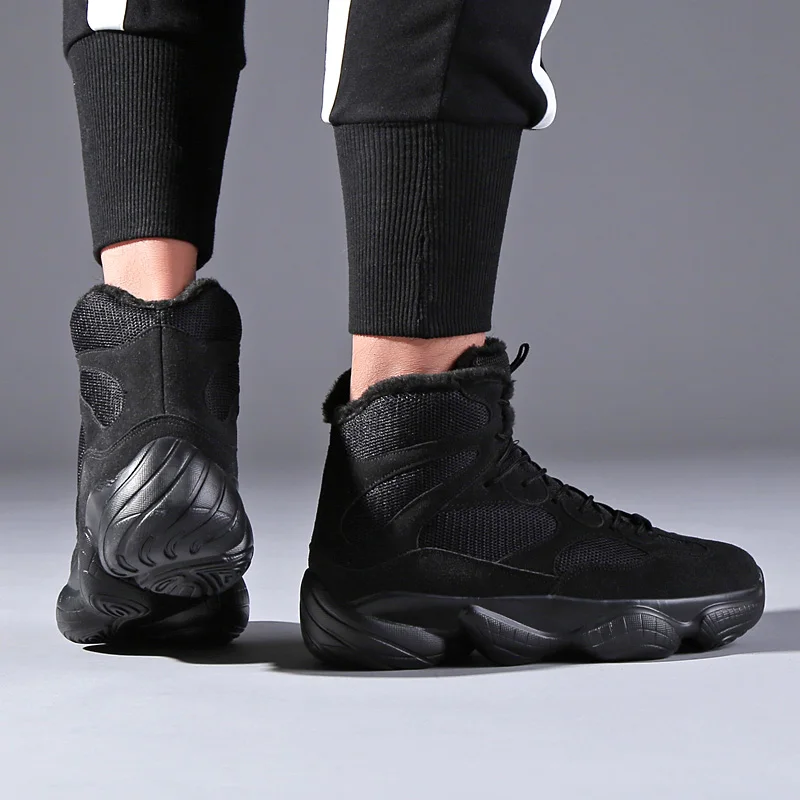 

FL JUMPMORE Men Shoes Spring Winter Snow Men Ankle Boots Fashion Cow Suede Leather With Plush Casual shoes