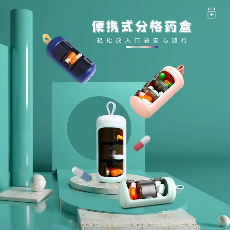 

Новый портативный контейнер для хранения таблеток, дорожный Органайзер с 3 отделениями и зажимом для хранения таблеток