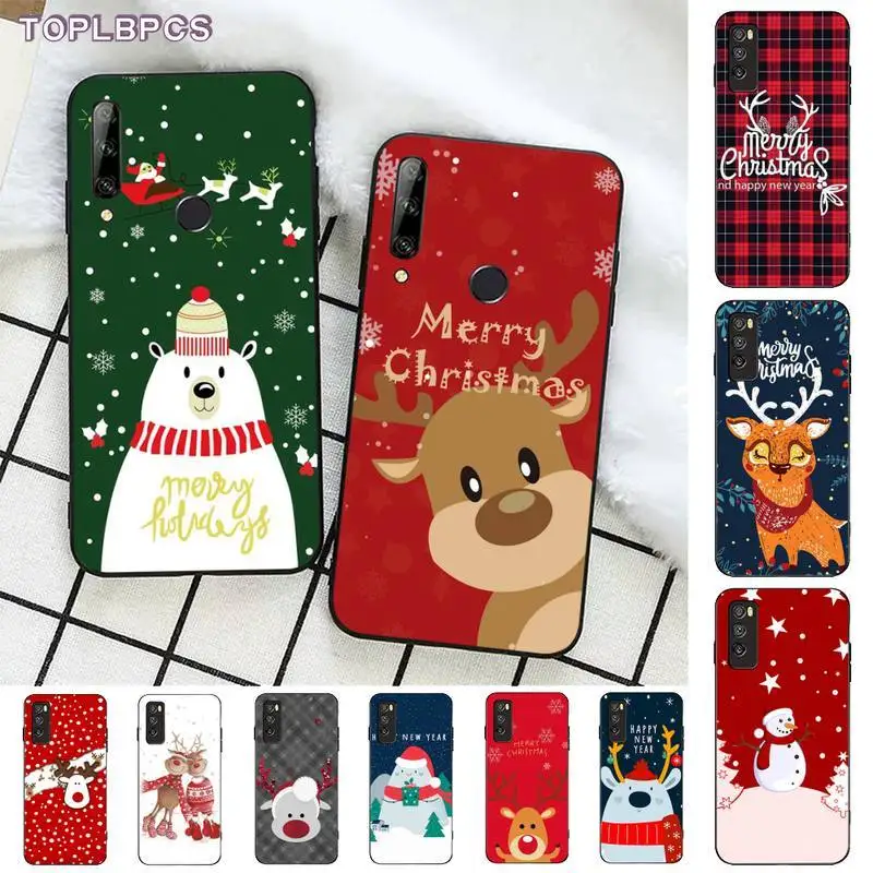 

TOPLBPCS Christmas Cartoon Deer Silicone Phone Case for Huawei Honor 8 x 9 10 20 V 30 pro 10 20 lite view 7A 9lite PLAY case